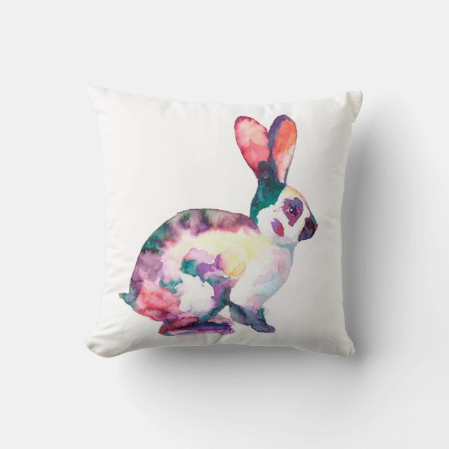 Cojín Decorativo Acuarela pintó el conejito lindo (Anverso)