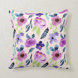 Cojín Decorativo Acuarela púrpura bonita floral