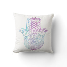 Acuarela púrpura y azul de la mano de Hamsa