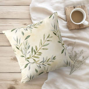 Cojín Decorativo Acuarela Ramas de Olivo Rústicas