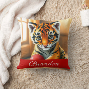 Cojín Decorativo Acuarela Red Kids Nombre Tiger Cub