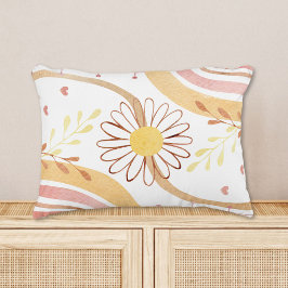 Cojín Decorativo Acuarela Resumen Flor botánica y arcoiris