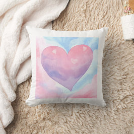 Cojín decorativo acuarela rosa morado del corazón