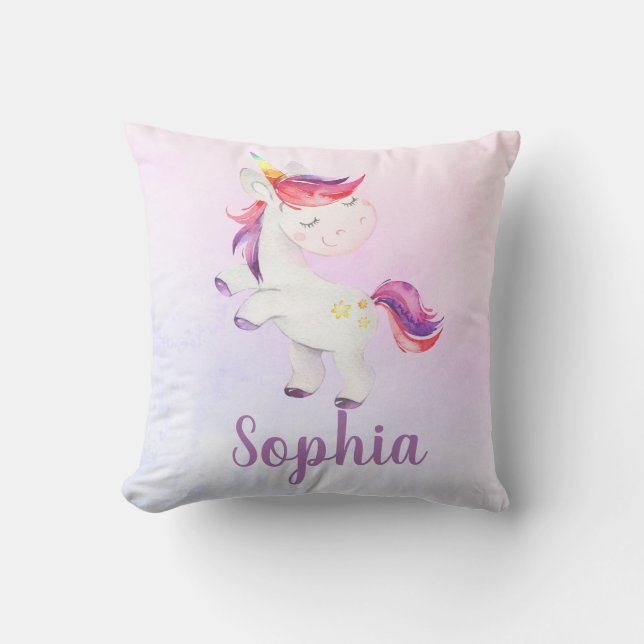 Cojín Decorativo Acuarela rosada conocida personalizada arco iris (Anverso)