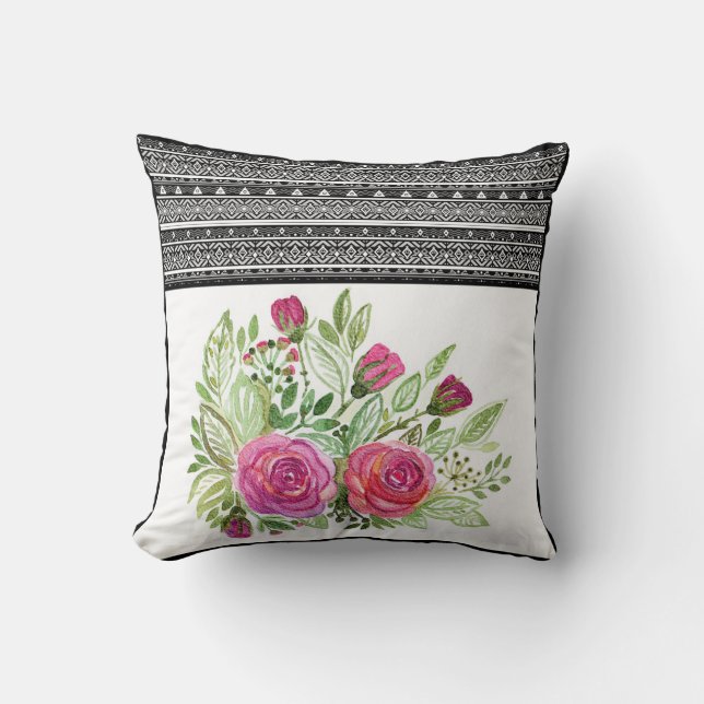 Cojín Decorativo Acuarela, rosas (Anverso)