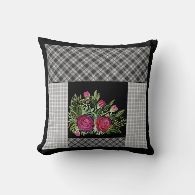 Cojín Decorativo Acuarela, rosas (Anverso)
