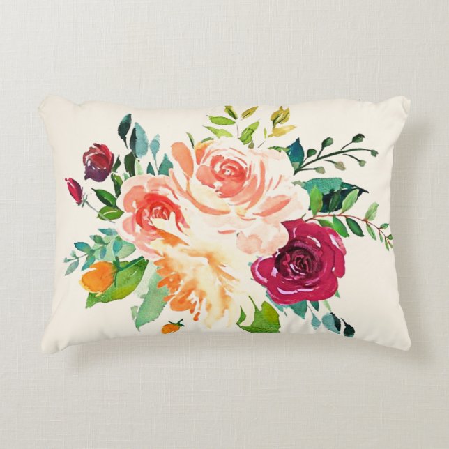 Cojín Decorativo Acuarela Rosas del país Acento del Pillow (Anverso)