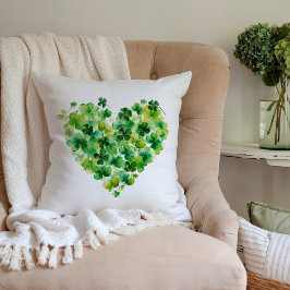 Cojín Decorativo Acuarela Shamrock Heart Clover Flowers