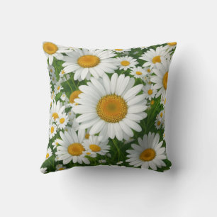 Cojín Decorativo Acuarela soleado margarita blanca floral