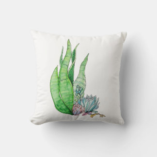 Cojín Decorativo Acuarela Suculentas Botánica Verdor