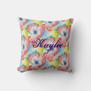Cojín Decorativo Acuarela Sweetpea Flor Arte Personalizado