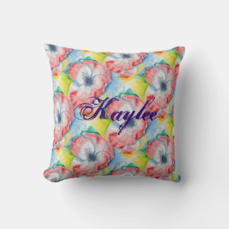 Cojín Decorativo Acuarela Sweetpea Flor Arte Personalizado