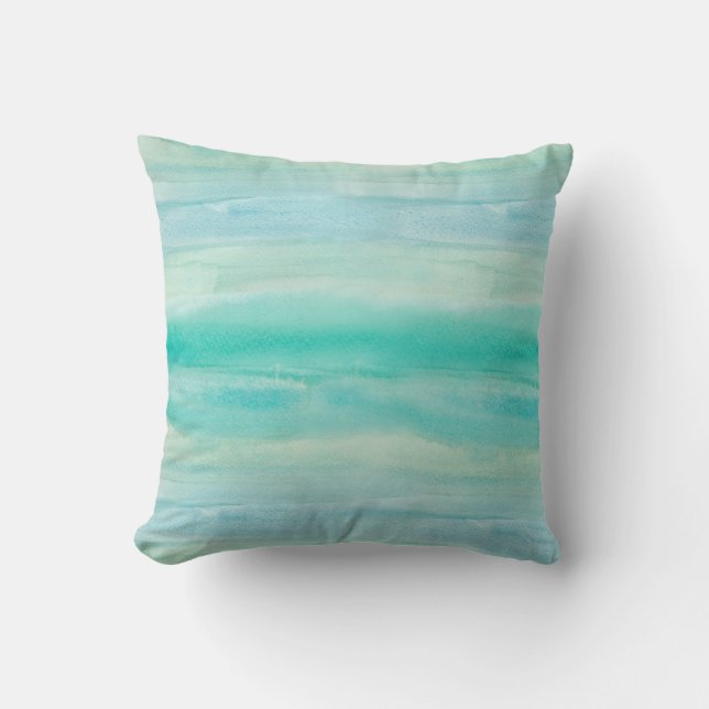 Cojín Decorativo Acuarela verde azulada de Ombre (Anverso)