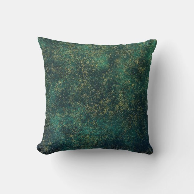 Cojín Decorativo Acuarela verde, del azul y del oro (Anverso)