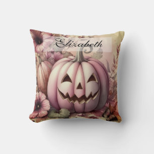 Cojín Decorativo Acuarela vintage de las calabazas de Halloween cae
