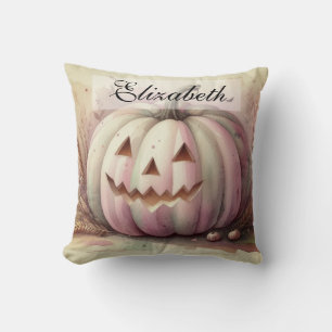 Cojín Decorativo Acuarela vintage de las calabazas de Halloween cae