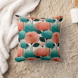 Cojín Decorativo Acuarela Vintage Floral Rosa y Verde