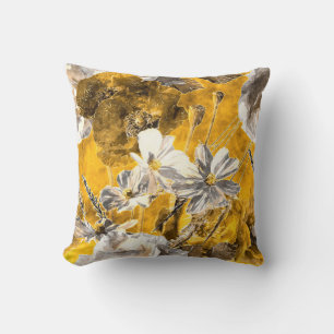Cojín Decorativo acuarela vintage monocromática floral sin costura