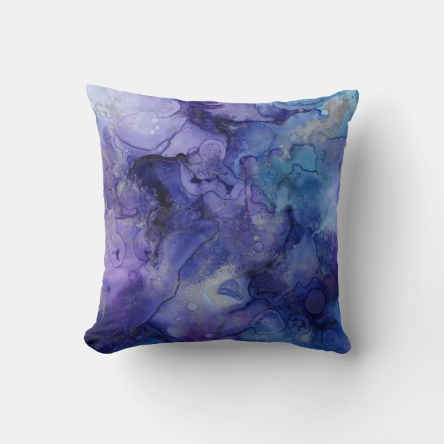 Cojín Decorativo Acuarela violeta y azul (Anverso)