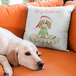 Cojín Decorativo Acuarela Xmas Cavalier King Charles Spaniel  