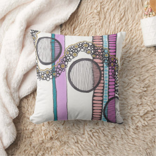 Cojín Decorativo acuarela y pluma de arte abstracto. Ir con el fluj