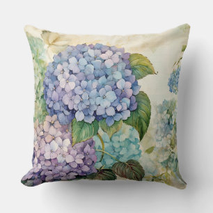Cojín Decorativo Acuarelas de hortensias coloridas