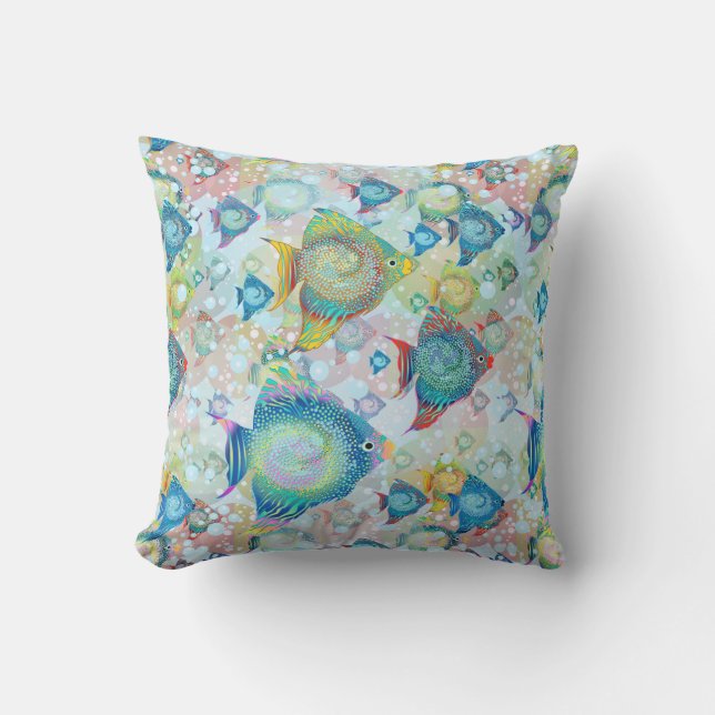Cojín Decorativo Acuario Marino de Peces Tropicales (Anverso)