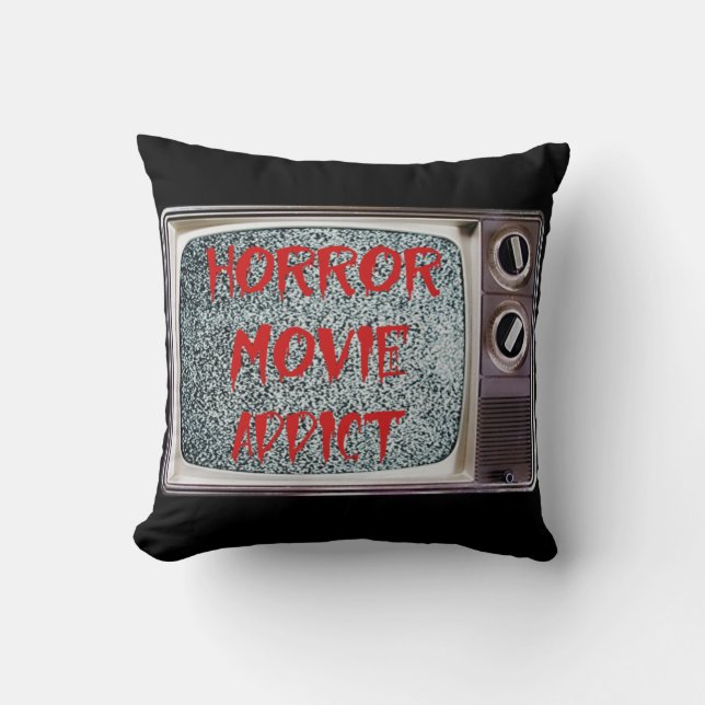 Cojín Decorativo Adicto a película de terror (Anverso)
