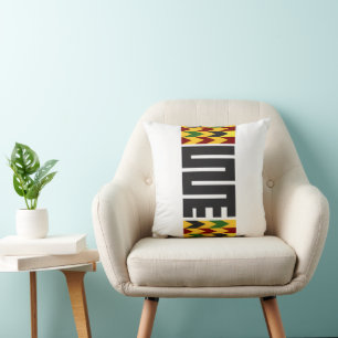 Cojín decorativo Adinkra con acento de Kente color