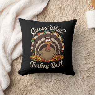 Cojín Decorativo Adivina Qué Trasero De Pavo Divertido Día De Acció