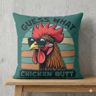 Cojín Decorativo Adivina Qué Trasero De Pollo Divertido Gallo Retro