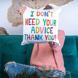 Cojín Decorativo Adolescente sin consejo gracias adulto
