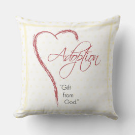 Cojín Decorativo Adopción, puntos religiosos, amarillos con corazón