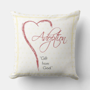 Cojín Decorativo Adopción, puntos religiosos, amarillos con corazón