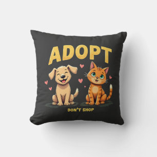Cojín Decorativo Adopta No Compres - Rescate de Mascotas Lindas Ama