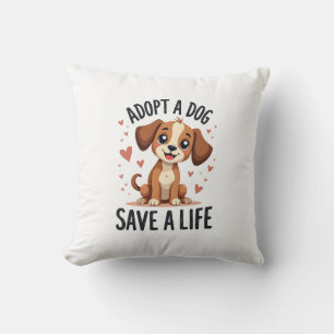 Cojín Decorativo Adopta un perro salva una vida vintage cachorro li