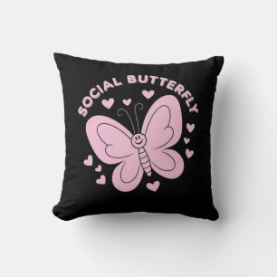 Cojín Decorativo Adoptar la mariposa social vibes de moda retro