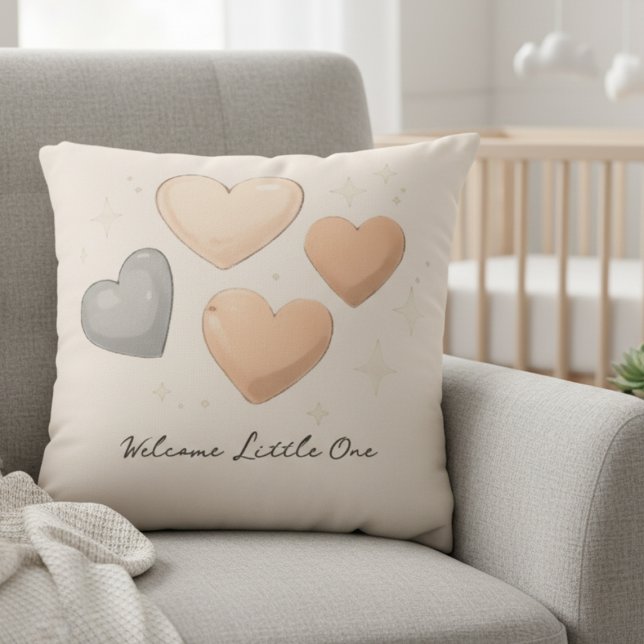 Cojín Decorativo Adoption Baby Shower Hearts (Welcome Little One heart nursery pillow)