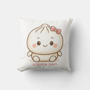 Cojín Decorativo Adora Bao Ilustración de bollo Bao rosa lindo