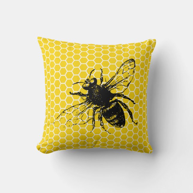 Cojín Decorativo adorable abeja amarilla de abejas (Anverso)