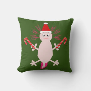 Cojín Decorativo Adorable Ajolote Navideño Doble Cara