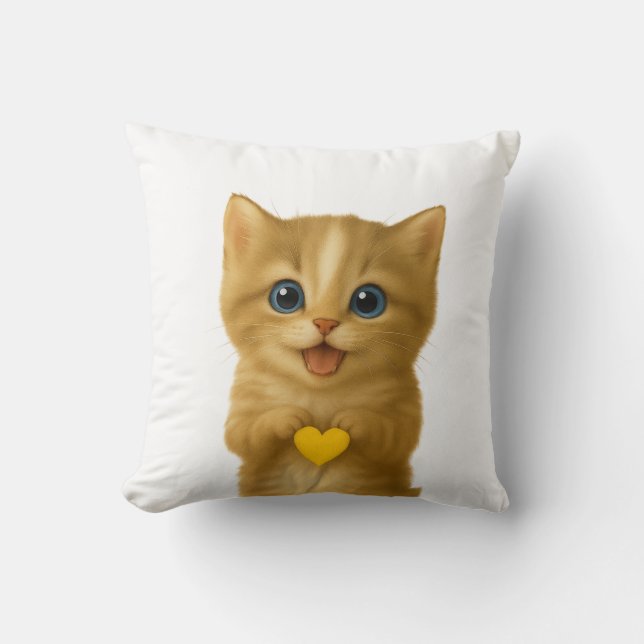 Cojín Decorativo Adorable Almohín Gatito Pensador (Anverso)