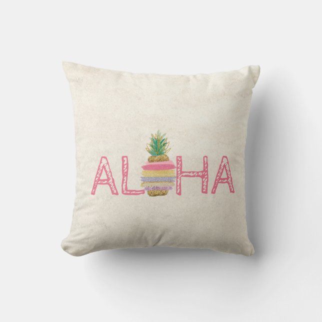 Cojín Decorativo Adorable Aloha Hawaiian Striped Pineapple (Anverso)