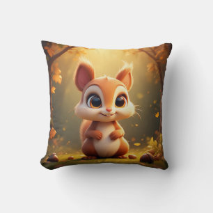 Cojín Decorativo Adorable Ardilla 🌰 Decoración de Animal de Bosque