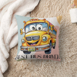 Cojín Decorativo Adorable Autobusero Escolar Amarillo Dibujos Anima
