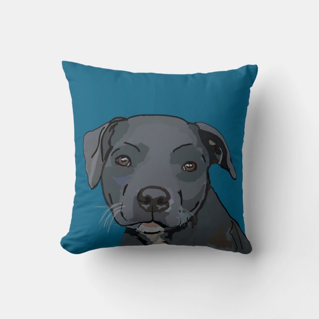 Cojín Decorativo Adorable azul staffy (azul) (Anverso)