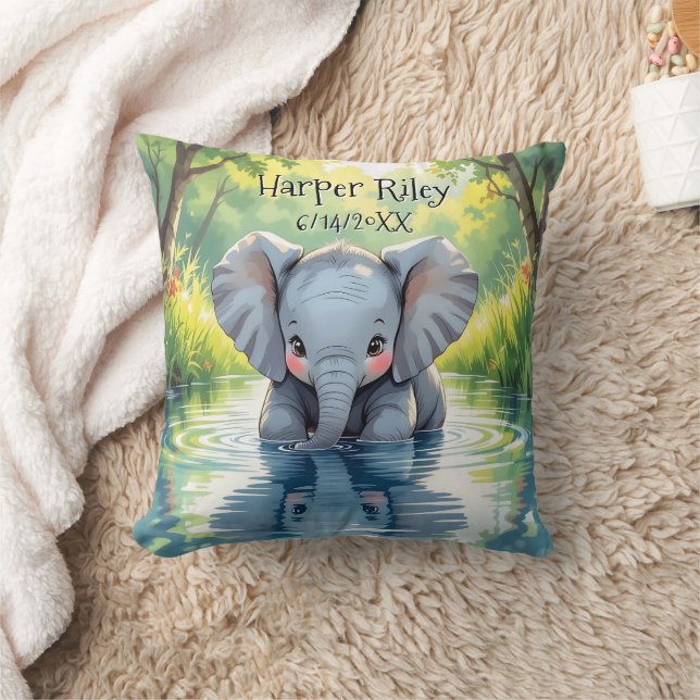 Cojín Decorativo Adorable Baby Elephant and Reflection Personalized (Manta)