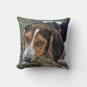 Cojín Decorativo Adorable Beagle Mordiendo Un Hueso