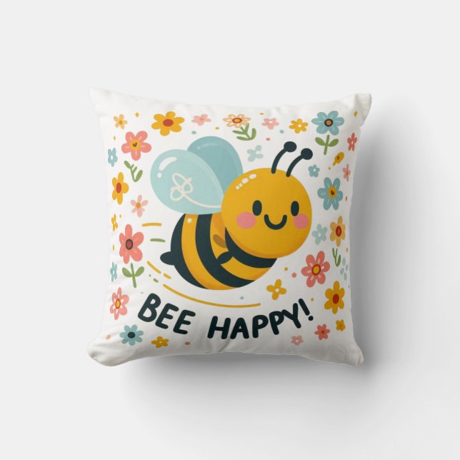 Cojín Decorativo Adorable Bee Happy Pillow (Anverso)