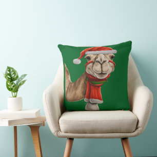 Cojín Decorativo Adorable Camello Lindo con Sombrero de Santa Navid